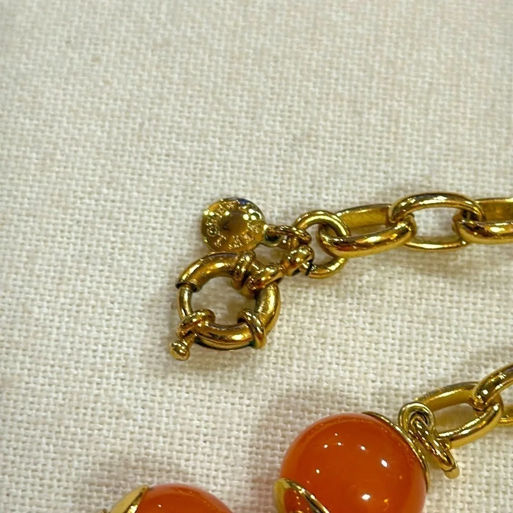 J. Crew Orange and Gold Beaded Necklace